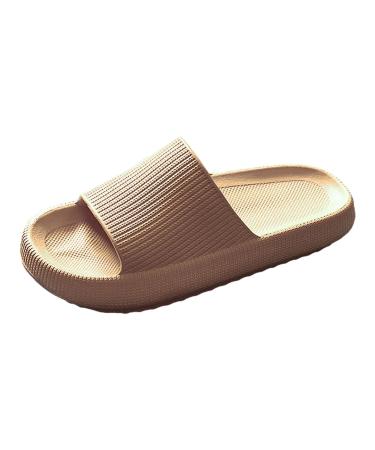 Sliders Cloud Slippers Women Men Non-Slip Mens Womens Slippers Cloud Sliders Soft Flip Flops with Thick Sole for Shower Bathroom Pool Beach 7.5 UK Khaki