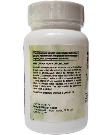 Holly Hill Health Foods Vitamin K2 120 mcg Providing 120 mcg of vitaMK7 K2 60 Vegetarian Capsules - Buy Online on GoSupps.com