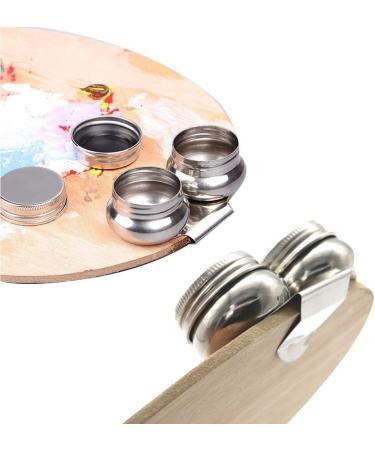 Stainless Steel Double Dipper Palette Cup - Large Size with Screw Hat for Turpentine and Paint Megilp - Buy Online on GoSupps.com