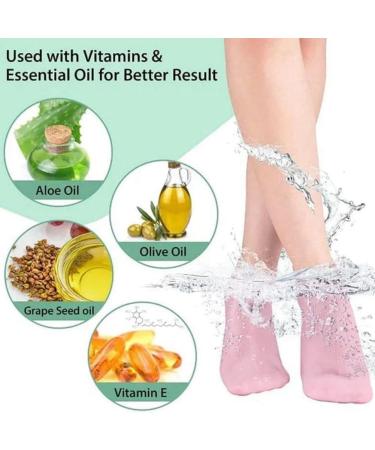 POLISH 4 Pairs Full Foot Moisturizing Anti-Cracking Silicone Socks Foot Protectors to Prevent Heel Dryness Beach Socks White About 21cm - Buy Online on GoSupps.com