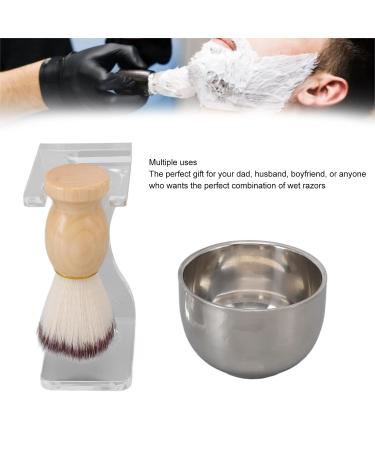 3 Piece Shaving Brush Set for Men - Acrylic Holder Bubble Cup & Nylon Bristles | Premium Grooming Kit - Buy Online on GoSupps.com