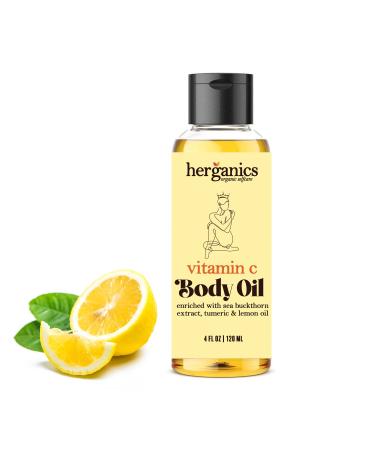 Herganics Vitamin C Oil: Brightening Serum for Face & Body with Gua Sha for Lymphatic Drainage - Buy Online on GoSupps.com