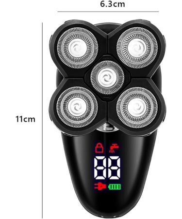 5-in-1 Electric Head Shaver for Men | Bald Head Razor Beard Trimmer & Facial Cleansing Brush - USB Rechargeable with LED Display - Buy Online on GoSupps.com