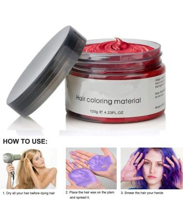 Temporary Hair Wax Color - Washable Hairstyle Dye for Men & Women | Natural Ingredients - 120g Red - Buy Online on GoSupps.com