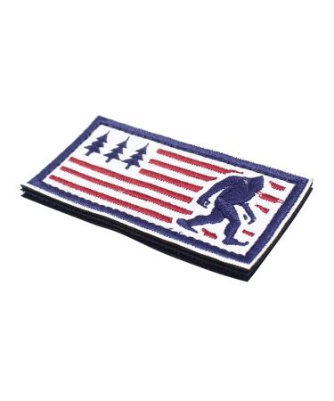 Embroidered Bigfoot Hook Patch Tactical Badge National Flag Forest Patches 1.8 * 3.5Inch (red)