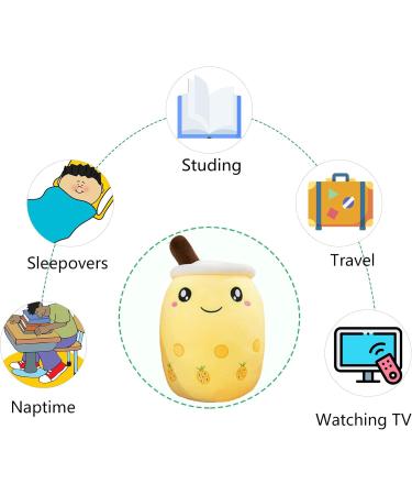 HICAS Bubble Tea Plush Pillow Boba Plushie Cartoon Doll, Soft Milk Tea Cushion Toy - 35cm Yellow, Children's Birthday Gift - Buy Online on GoSupps.com