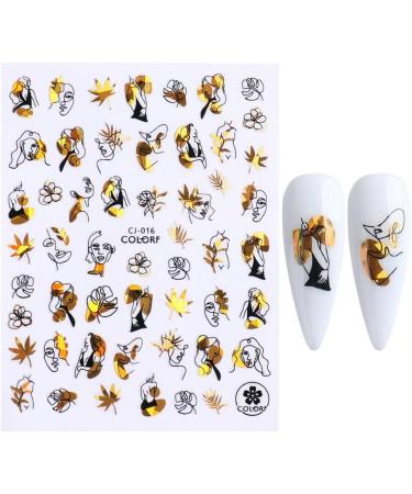 Gold Slider Decals Winter Nail Design Maple Leaf Nail Stickers 3D Valentine Rose Holographics(CJ-017) - Buy Online on GoSupps.com