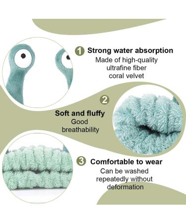 JOCXZI Spa Headband for Face Makeup Microfiber Soft Coral Fleece Head Wrap Snail Cartoon Cute Hair Accessory Elastic Skin Care Headband for Women Face Wash (Green) - Buy Online on GoSupps.com