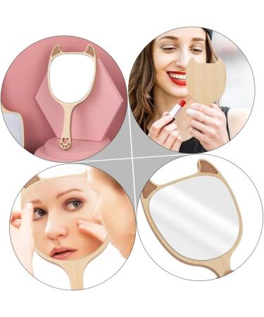 FOMIYES Wooden Handheld Vanity Mirror for Women - Travel Makeup Mirror with Wood Handle - Miss Wooden Mirror for Makeup on-the-go - Buy Online on GoSupps.com