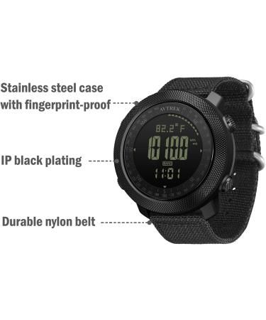 AVTREK Digital Hiking Sport Watch for Men - Tactical Military Compass, Waterproof Altimeter, Outdoor Multifunction (Black 2106) - Buy Online on GoSupps.com