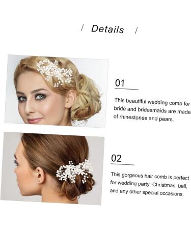 Ipetboom Flower Rhinestone Hair Comb Floral Headpiece Bride Hair Clip Creative Hair Comb Bridal Hair Decor Floral Hair Clip Rhinestone Side Comb Tiara White Plastic Pearl Women's Wedding - Buy Online on GoSupps.com