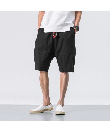 Men's Golf Shorts - Casual Cotton Linen Bloomers for Yoga - Black XL - Buy Online on GoSupps.com