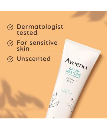 Aveeno Face CALM+RESTORE Oat Rich Balm 50ml for Very Dry & Irritated Skin - Soothing Triple Oat Complex & Ceramides, Unscented - Buy Online on GoSupps.com
