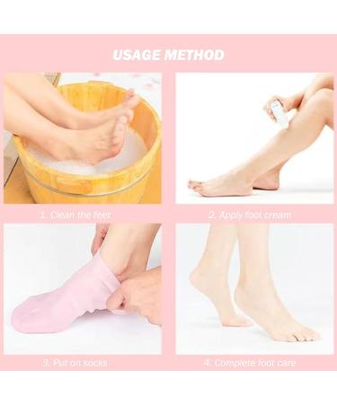 Moisturizing Gloves and Socks 4 Pairs Silicone Moisturizing Gloves & Socks Set Reusable Anti Slip Spa Socks and Gloves Hands Feet Care for Dry Hands Foot Rose&White - Buy Online on GoSupps.com