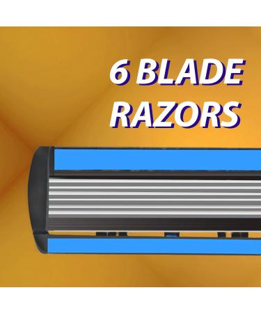 Britzgo Men's Manual Razor - 10 Pack of 6-Layer Professional Razor Blades | High-Quality Wet Razor in Blue for a Perfect Shave - Buy Online on GoSupps.com