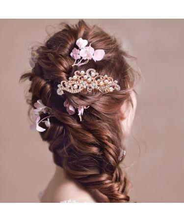 Lurrose Bridal Veil Wedding Hair Side Comb Vintage Bridal Hair Comb Hair Pieces Hair Accessory for Women (Rose Gold) Bridal Hair Clip - Buy Online on GoSupps.com