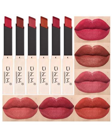 evpct DNM 6Pcs Red Silky Velvet Matte Lipstick Set for Women Permanent Long Lasting 24 Hours Color Stay Maroon Lipstick Waterproof labiales matte larga duracion 24 mate 24 horas originales lip crayon 6 Count (Pack of 1) ...