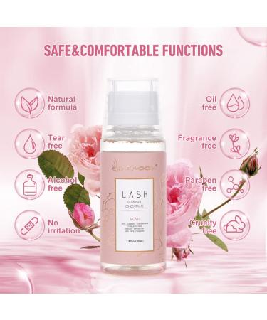 Lunamoon Eyelash Shampoo Concentrate 80ml | Clean & Nourish Your Lash Extensions | Includes 120ml Bottles & 4 Cleaning Brushes - Rose80 - Buy Online on GoSupps.com
