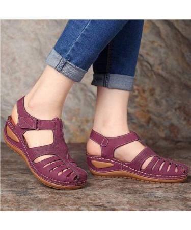 Stylish Women's Closed Toe Sandals | Comfortable Sporty Outdoor Wedge | Soft Leather Summer Gladiators | Perfect for Travel Beach Hiking & Leisure - Buy Online on GoSupps.com