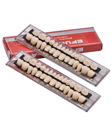 Angzhili 2 Sets (56PCS) Dental Acrylic Resin Denture Tooth Kit False Tooth for Halloween Horror Prop 23 A2