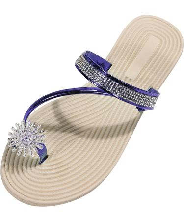 ZWVNSQV Women's Pineapple Flat Sandals - Dark Blue, Size 7.5 - Buy Online on GoSupps.com