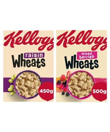 Breakfast Cereal Bundle Containing Kellogg's Raisin Wheats 500g & Mixed Berries Wheats 500g (2 Pack)