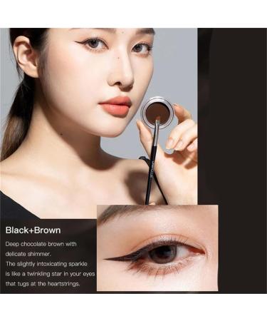 Dual Colour Waterproof Eyeliner 2 Bottles Pack ong Lasting Eyeliner 24 Hour Waterproof Gel Water-Resistant Eyeliner with 2pcs Brushes Eyeliner Eyebrow Cream Set (Black*2) - Buy Online on GoSupps.com