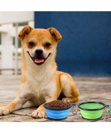 Slson 2-Pack Foldable Dog Travel Bowl - Safe Silicone Portable Pet Drinking Bowl for Cats & Dogs - Ideal for Hiking & Camping (350ml Blue & Green) - Buy Online on GoSupps.com