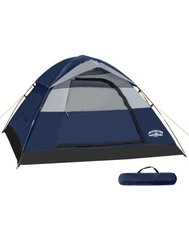 Pacific Pass 2/4/6 Person Family Dome Tent with Removable Rain Fly, Easy Setup for Camp Outdoor Navy Blue 2 Person Tent