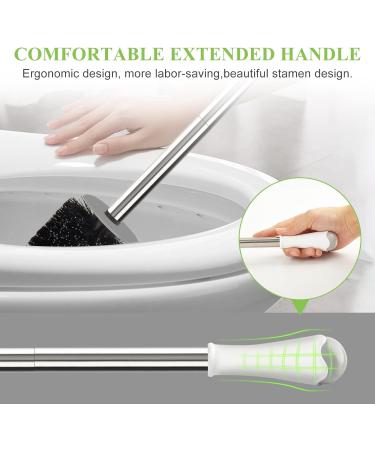 Compact Toilet Brush with Stainless Steel Handle - Space Saving and Drip-Proof - Easy Assembly - Deep Cleaning - 1 Pack - Buy Online on GoSupps.com