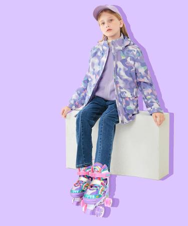 Rainbow Unicorn Kids Roller Skates | Adjustable Roller Shoes for Ages 3-6 | Luminous Wheels | Birthday & Xmas Gifts | Small (10-13J) Purple - Buy Online on GoSupps.com
