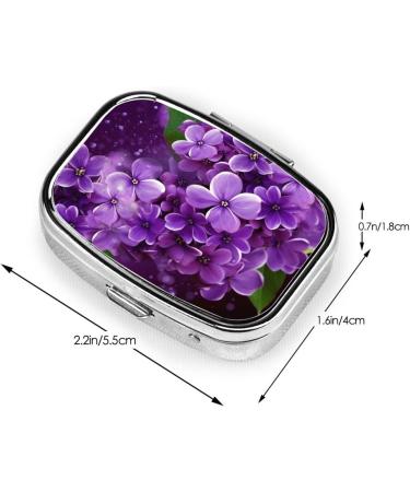 Buy Purple Floral 2 Compartment Small Pill Case - Cute Travel Pill Box Organizer for Pocket & Purse Gifts - Buy Online on GoSupps.com