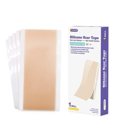 OK TAPE Silicone Scar Tape (1.5 x 2yards-1.8M Roll) Silicone Scar Sheets Reusable Silicone Scar Strips for Scar Removal - Burns Surgery Acne Keloid Injury