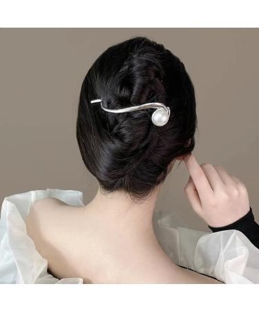Ahoney 4 Pcs Pearl Hairpins for Women - Fancy French Hair Clips for Thick Hair (Silver+Gold) - Buy Online on GoSupps.com