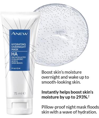 Avon Anew Hydrating Overnight Mask with Hyaluronic Acid and Shea Butter to Boost Skin's Moisture and Reduce Fine Lines 75ml - Buy Online on GoSupps.com