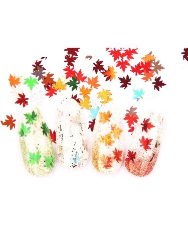Autumn Nails Glitter Sequin - 12 Colors 3D Holographic Nail Decoration with Maple Leaf Gold Stickers | Sparkle Your Nails this Fall - Buy Online on GoSupps.com