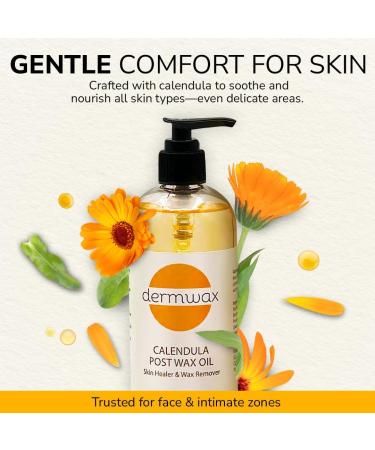 Dermwax Calendula Post Wax Oil 16oz Post Wax Oil That Helps Calm Skin Instantly After Waxing Gentle Post Wax Care for All Skin Types Helps Remove Wax Residue Paraben & Alcohol-Free - Buy Online on GoSupps.com