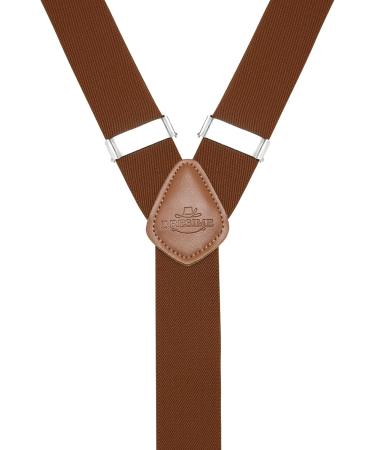 Dresime Hoster Men's Heavy Duty Y-Back Braces - 6 Metal Clips Adjustable Elastic Braces for Pants - Brown - Buy Online on GoSupps.com