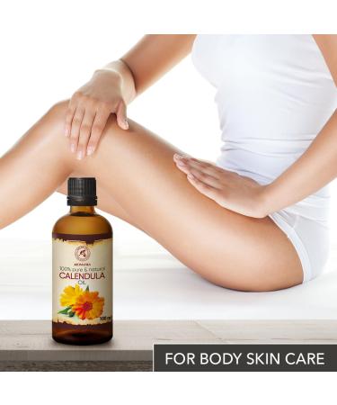 Pure Calendula Oil 100ml - Organic Marigold Oil for Face Hair Skin & Nails - Beauty Massage & Wellness - Buy Online on GoSupps.com