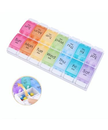 AM PM Weekly 7 Day Pill Organizer Large Daily Pill Cases Pill Box with Easy Push Button Design for HB1208 0