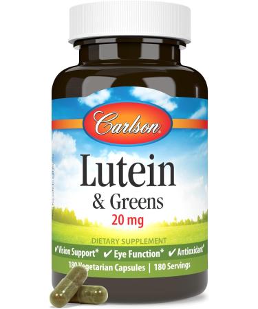 Carlson - Lutein & Greens 20 mg Vision Support & Eye Function Antioxidant 180 Vegetarian Capsules - Buy Online on GoSupps.com