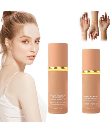 Biomimic Foundation 4 in 1-Longwearing Protecting from Sun with SPF50+ Hydrating Medium Full Coverage Concealer Longwearing & Waterproof for Gym Sports Dancing (2PCS)