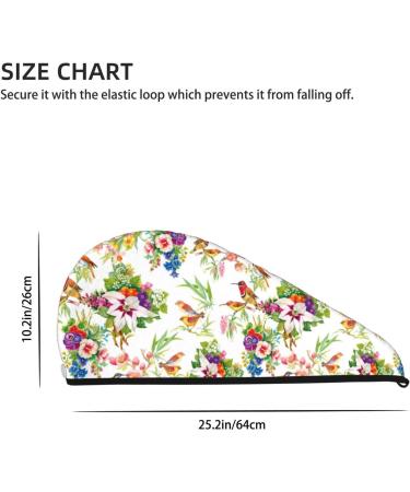 Hair Towel Wrap for Quick Drying | Button Towel Turban | Birds & Flowers Design - Ideal for Travel & Home Use - Buy Online on GoSupps.com