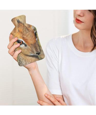 Deer Hot Water Bottle with Plush Cover - Cozy Bed Warmer for Adults & Kids | 26.5x15.3cm | International Shipping - Buy Online on GoSupps.com
