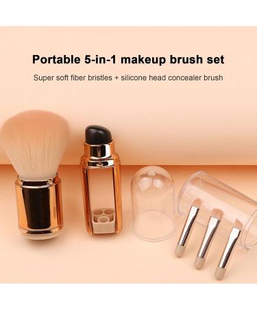 Retractable Foundation Brush | Foundation Concealer Brushes - Portable Powder Brushes 5-in-1 Retractable Foundation Concealer Brush for Cosmetics Travel rose gold - Buy Online on GoSupps.com