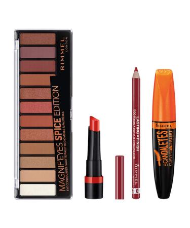 Rimmel Makeup Kit With Eyeshadow  Mascara  Lipstick  and Lip Liner  Spice
