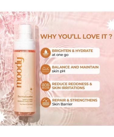 Moo dy DermaSoothe Brightening Face Mist & Essence Toner | Rice & Ceramides | Vegan Alcohol-Free for Clear Glass Skin | 110ml - Strengthen Skin Barrier & Hydrate - Buy Online on GoSupps.com