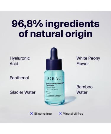 HORACE Hyaluronic Acid + Panthenol Face Serum for Men Advanced Moisturising Facial Treatment for Dry Skin Dehydration Lines and Elasticity Vegan Skincare for All Skin Types Unscented 30ml - Buy Online on GoSupps.com