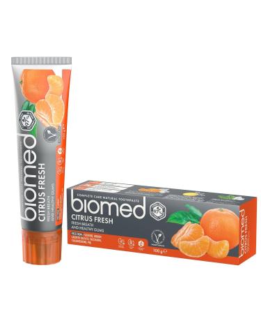 Biomed Citrus Fresh 97% Natural Toothpaste | Orange Fresh Breath Healthy Gums | Mandarin Grapefruit Lemon Essential Oils Fruit Flavour Vegetarian SLES Free 100g Citrus Fresh 100 g (Pack of 1)