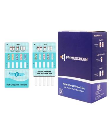 Prime Screen 10 Panel Urine Drug Test Kit - (THC BZO MET PCP MTD AMP BAR COC OPI MDMA) - 5 Pack